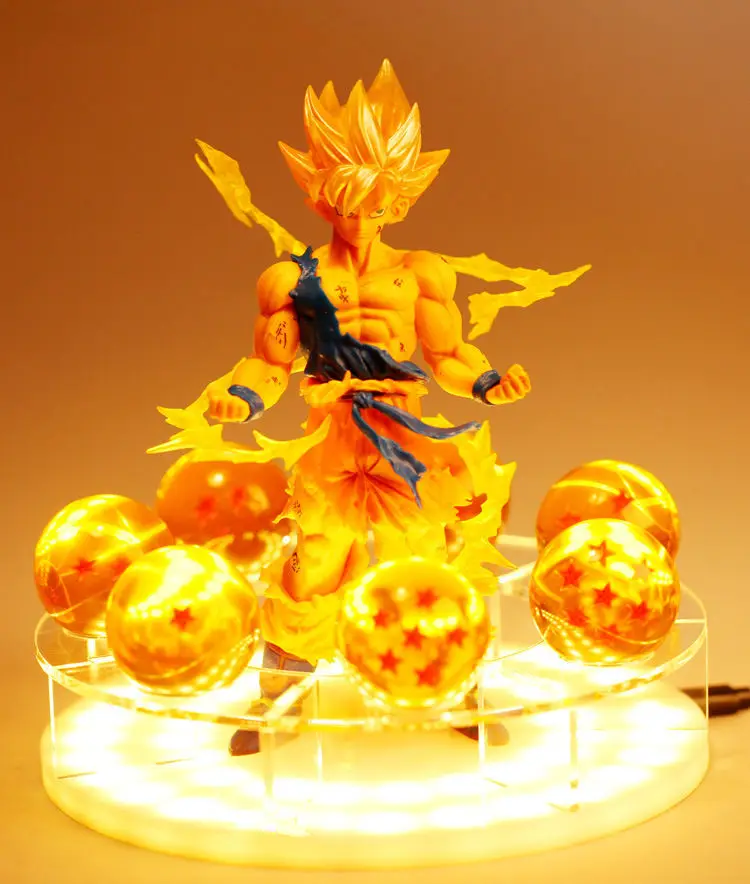 

[VIP] Anime Dragon DBZ Wukong Crystal Balls base figure model Led lamp Light Power Up High quality Vegeta Combat version gift