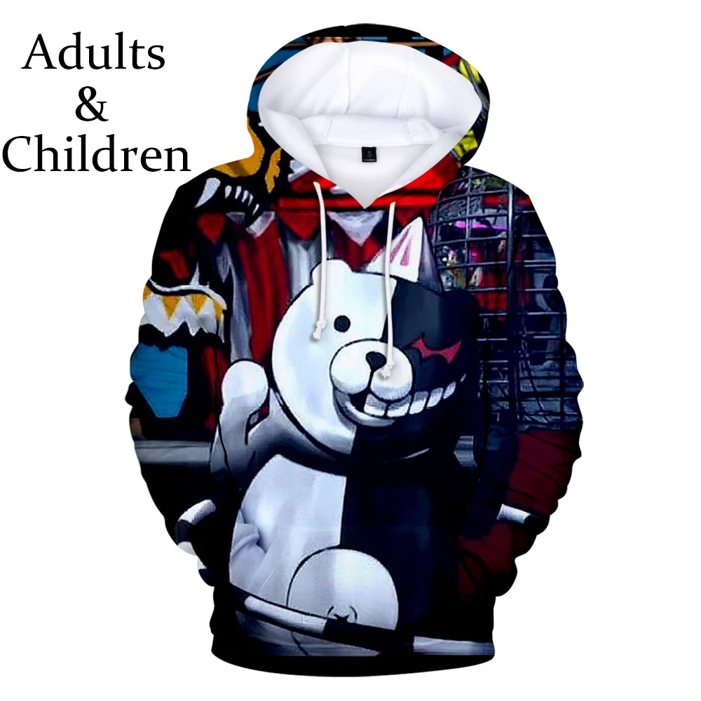 Popular monokuma 3D men's hoodie boys and girls casual pullover autumn and winter fashion 3D new children's sweatshirt