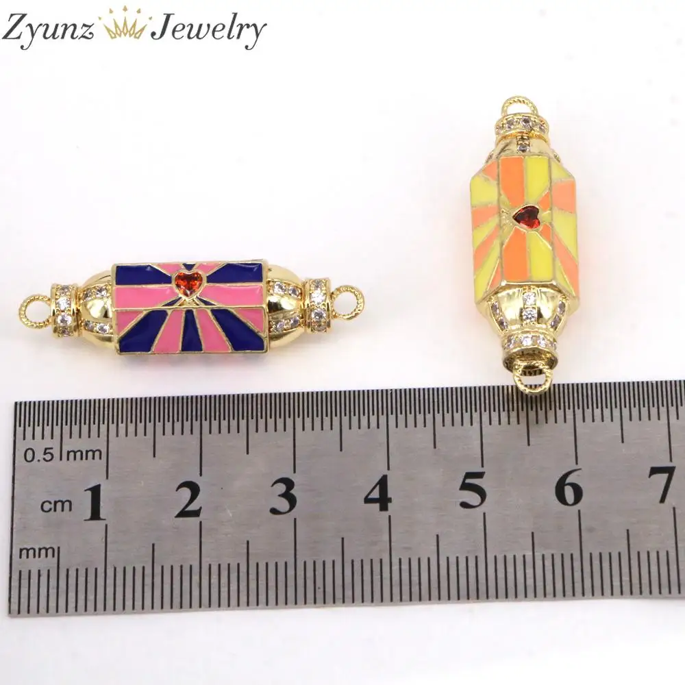 

10PCS, New Collection Enamel Talisman Connector Beads for Jewelry Making Gold Lucky Love Locket Jewelry Charms Accessories