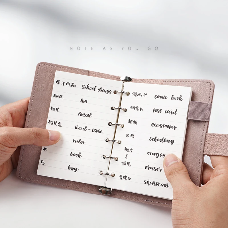 2020 Personal Organizer Leather Notebook A7 Rings Binder Mini Agenda Cowhide Diary Journal Sketchbook Planner | Канцтовары для