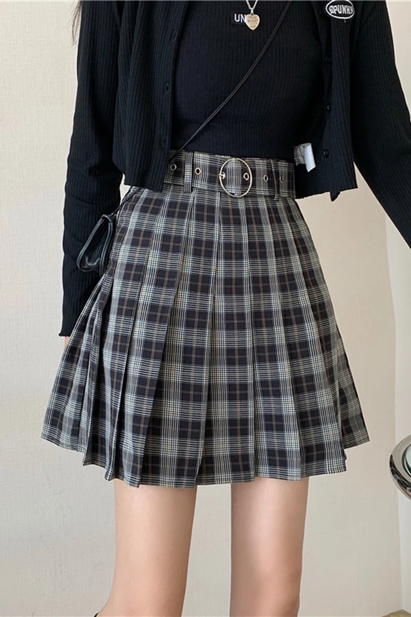 

woman skirts Plaid skirt female 2021 new high waist slimming college style a-line pleated skirt