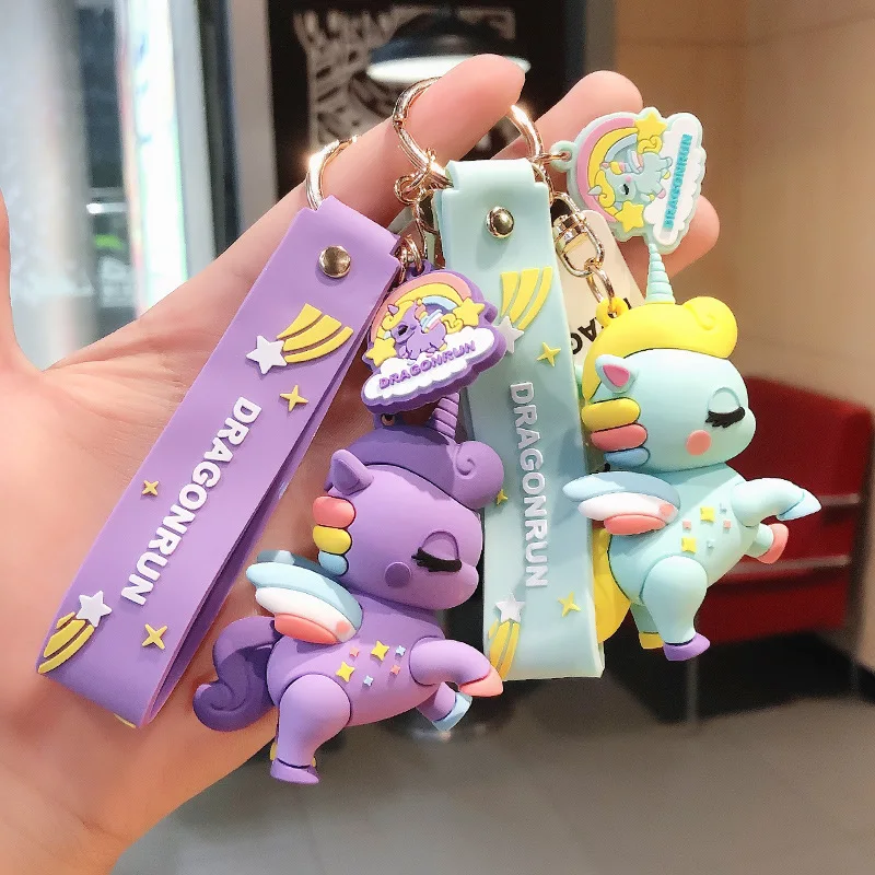 

Cartoon Fairytale Rainbow Horse Keychain For Women Cute Unicorn Car Key Chain Resin Charm Kids Bag Pendant Keyring Holder Gifts