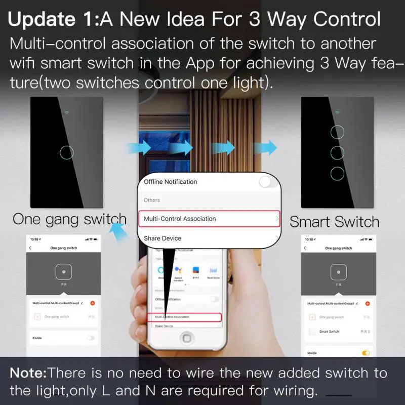 

Wifi Smart Light Switch Glass Screen Touch Panel Voice Control Wall Switches Remote Control Compabile With Alexa Google Home