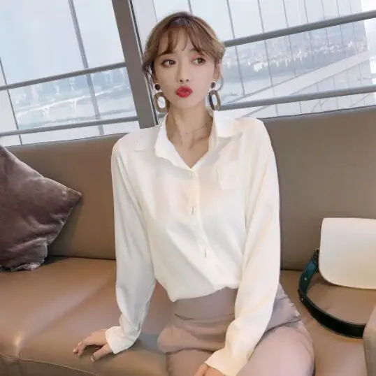 Блузка женские рубашки винтажные блузки с металлической пуговицей размера плюс