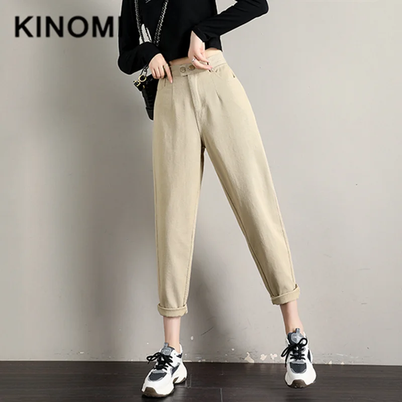 Женские повседневные штаны с карманами REALEFT штаны-шаровары высокой талией для