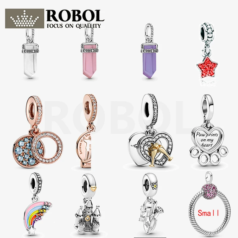 

71 Original 925 Sterling Silver Pendant Pink Purple White Amulet Pendant with Original Logo Fit for DIY Bracelets and Necklaces