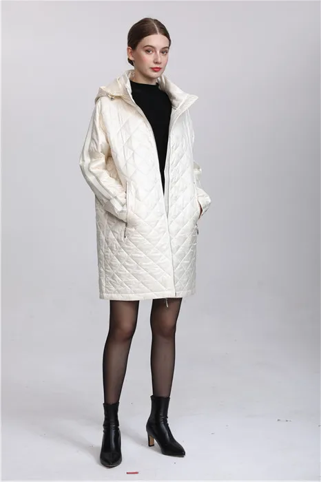 

Женская Стеганая куртка с капюшоном, до колена, двусторонняя