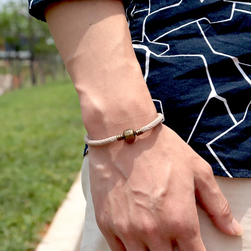 Уникальный веревка для зонтика браслет мужчин винтажный бронзовый Панк мужские