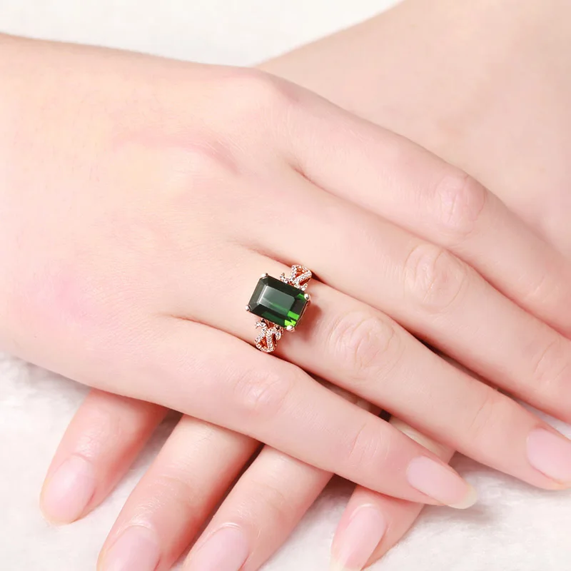 Luxurious Classic Rose Gold natural jadeite engagement ring ladies boutique jewelry Valentine's Day gift | Украшения и