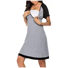 Пижама для кормящих мам с коротким рукавом и милым принтом, ночная рубашка для кормящих мам, платье для кормления грудью, robe de nuit allaitement