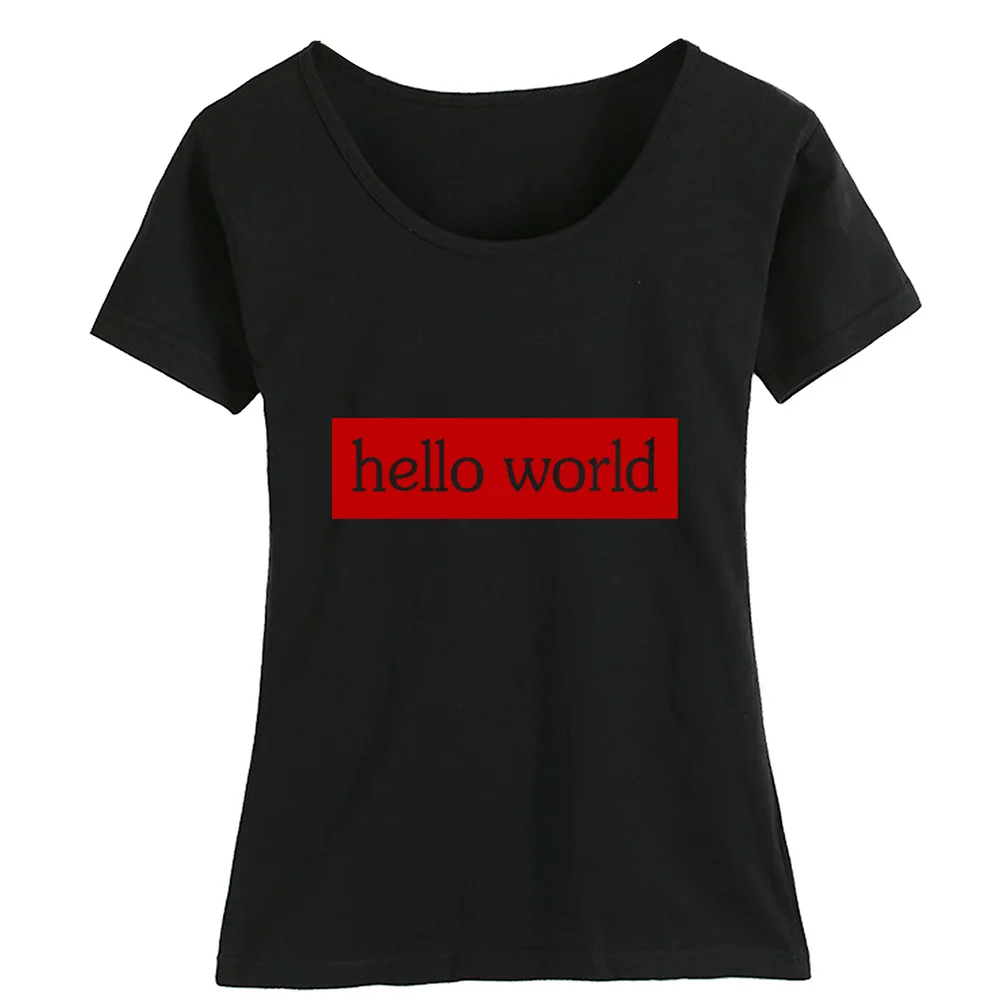 Футболка с коротким рукавом Hello World Geek C программа Std Namespace Code ++ Хлопковая женская