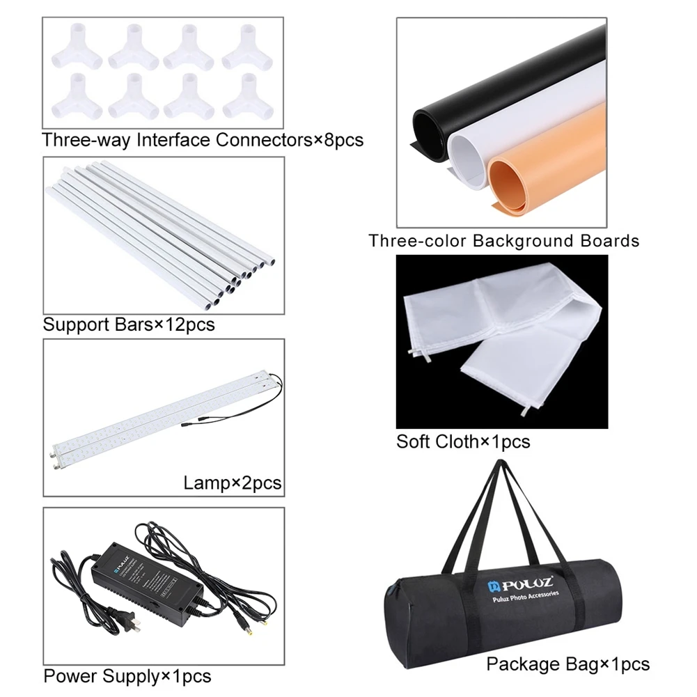 

80*80*80CM Mini Photo Studio Box 2 LED Panels Lighting Tent Photography Tabletop Shooting Soft Box Portable Photo Light Box EU