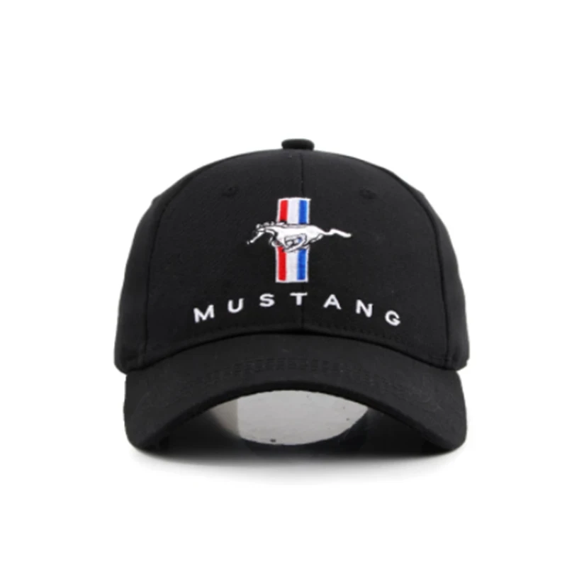 

2021 Black Baseball Cap Sports Racing Car Men's Sunglasses Moto MUSTANG Car Motocross Hats Cap Racing Motorcycle 3D Embroidery
