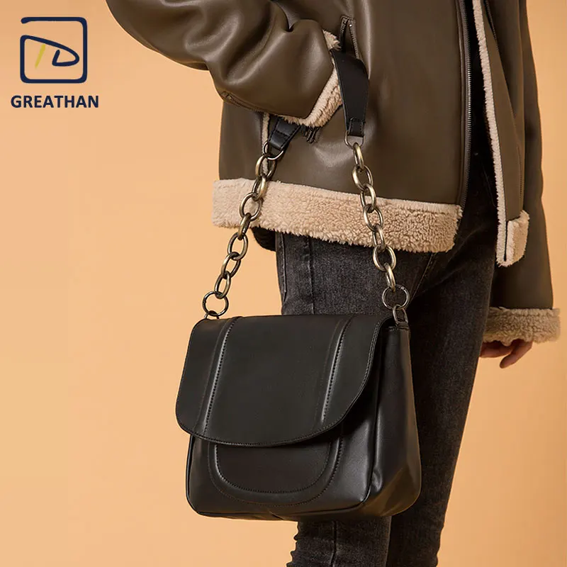 

GreatHan Woman's Thick Chain Shoulder Bag Large Capacity Hobo Bags Shopper Handbag
