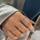 QMCOCO серебряный цвет корейский дизайн уникальные английские буквы V-образные кольца для женщин модные креативные перфорированные геометрические подарки Вечерние