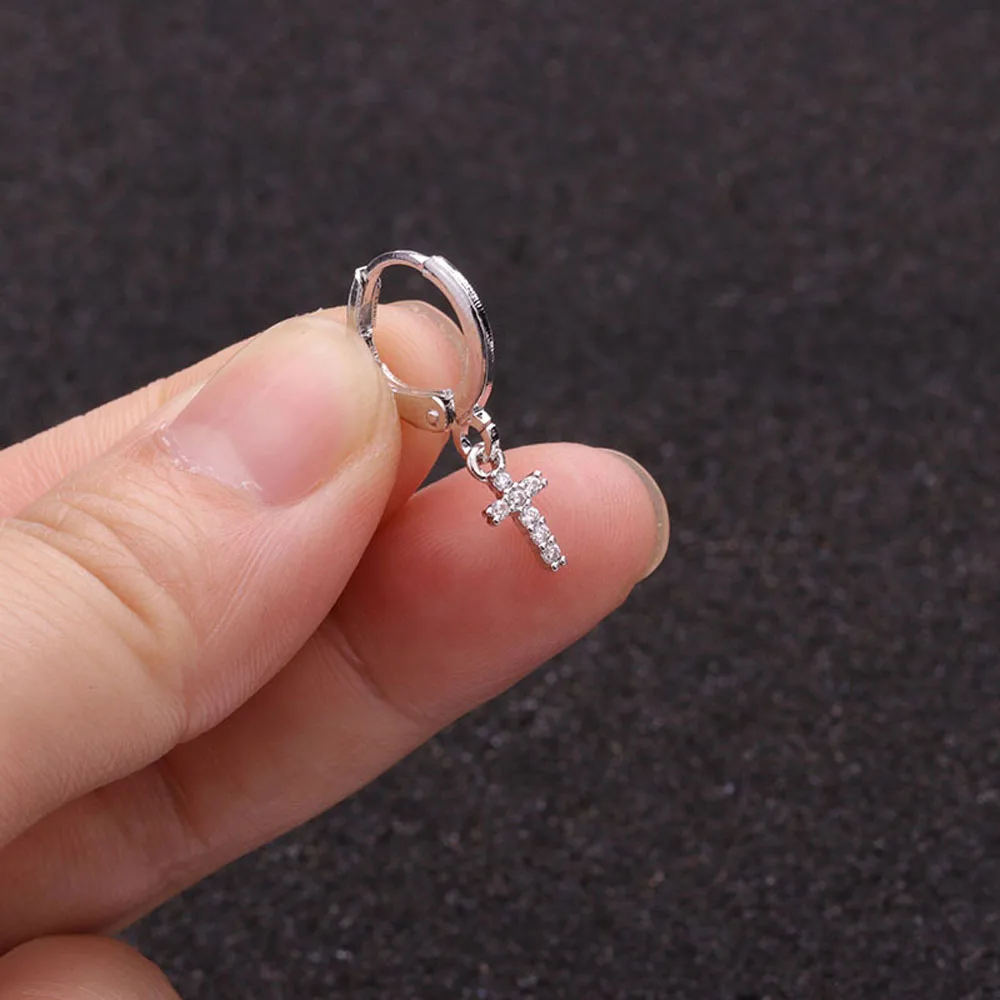 Trendy 1Pcs Love Hearts Pendant Hoop Earrings for Women Earring Cartilage Barbell Tragus Earbone Nail Stud Ear Piercing Jewelry | Украшения