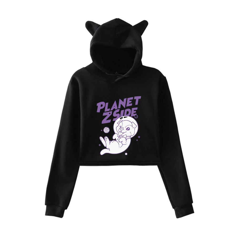 

WAWNI LaurenzSide Cat Ear Hoodie Woman Fashion Print Cotton Hooded Sweatshirt Streetwear Accessories Navel Leisure Cute Hoody