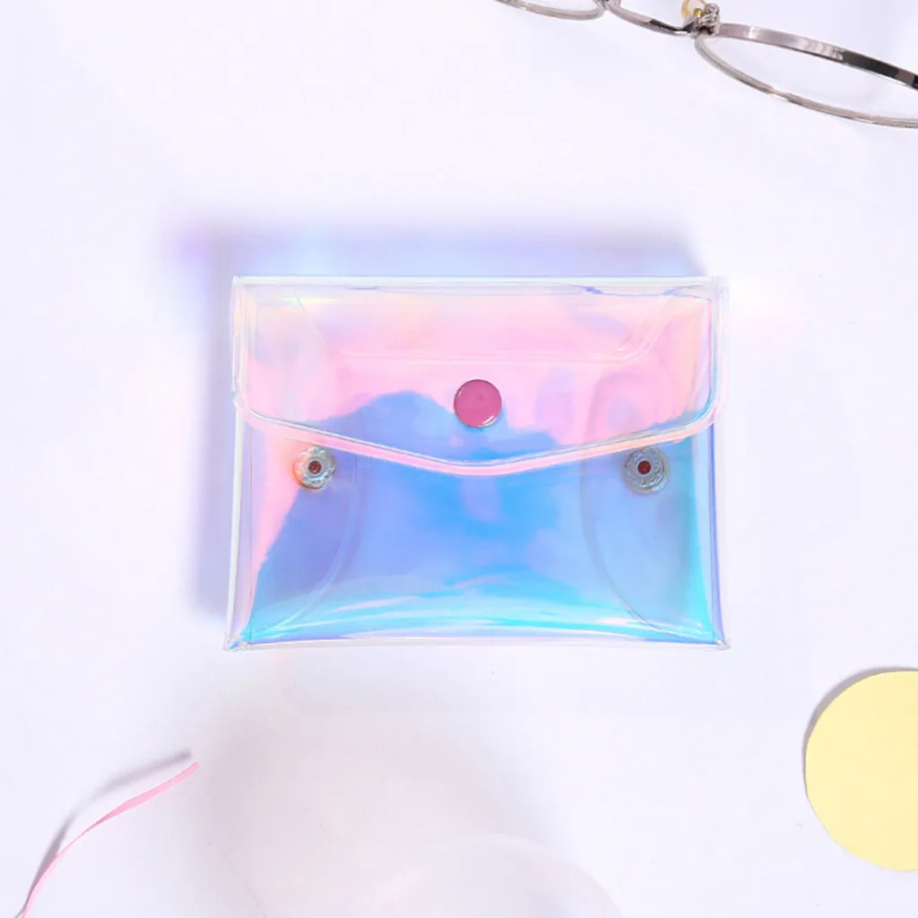 Прозрачный Кошелек для монет Женский кошелек лазерный ПВХ карандаш карт