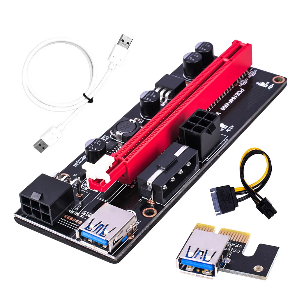 PCI E pcie Riser 009 Express 1X 4x 8x 16x расширитель USB 009S двойная 6 контактная карта адаптера SATA