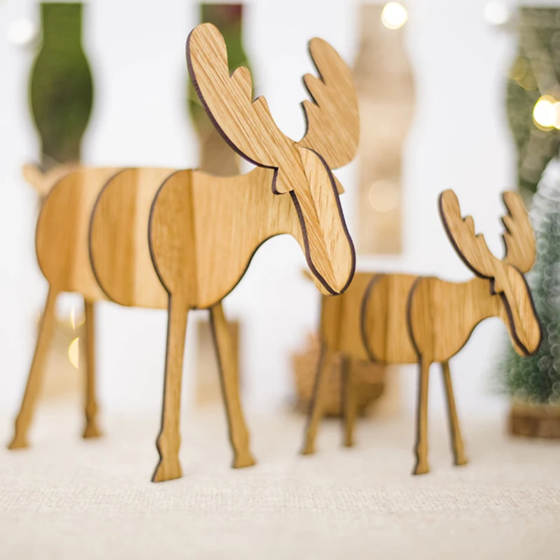 Новые деревянные украшения сделай сам в виде лося рождественские детские