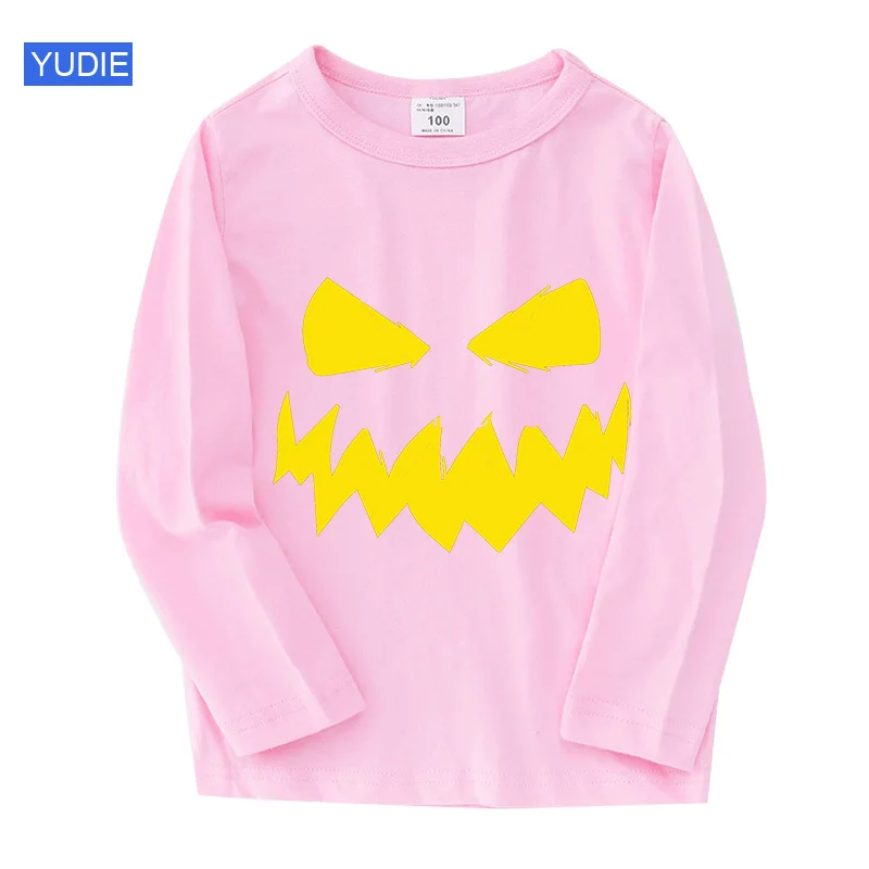 

T Shirt Boys Halloween Kids Clothes Pumpkin Face T Shirts Long Sleeve Toddler Autumn Fall Shirt Children Clothing Cotton Casual