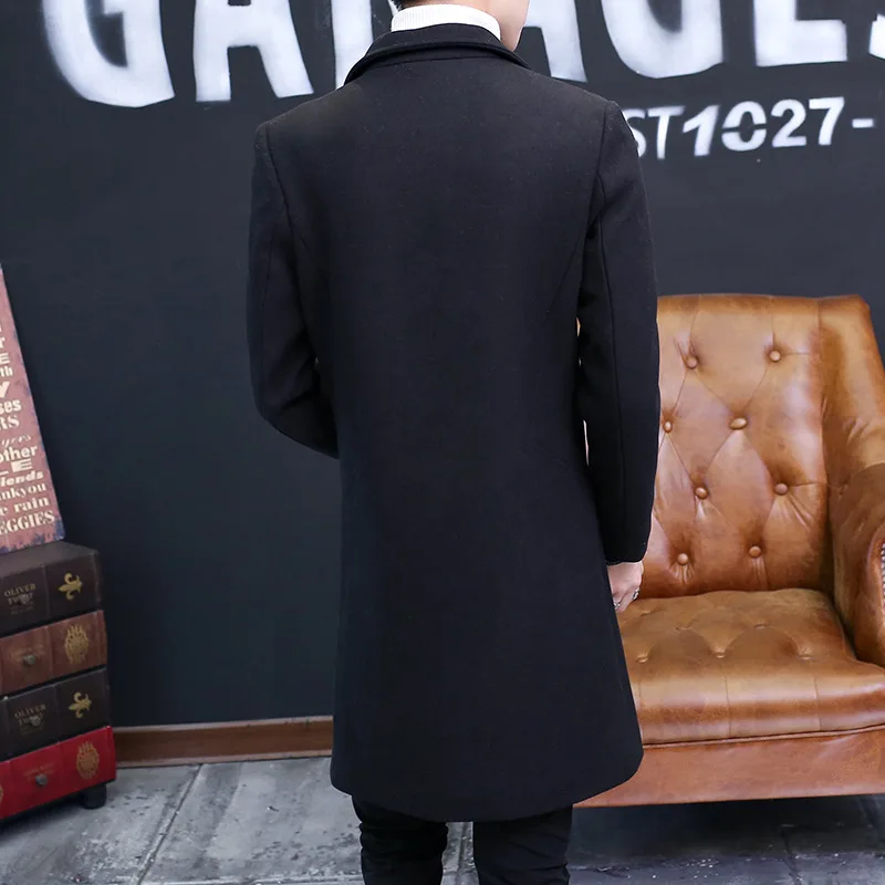 

Wool coat slim men long wool woolen coat jacket Mens Casual