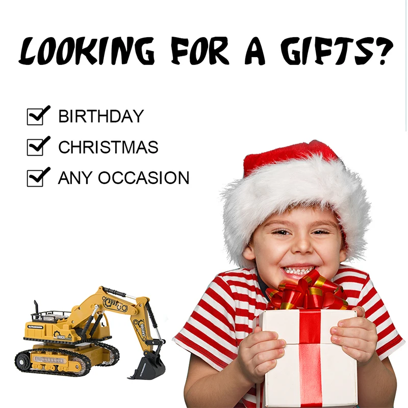 Игрушечный экскаватор на радиоуправлении с музыкой и светильник кой 4