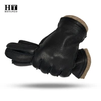 2020 new best selling fashion simple winter mens deerskin gloves warm soft outer seam driving leather gloves 70 wool lining