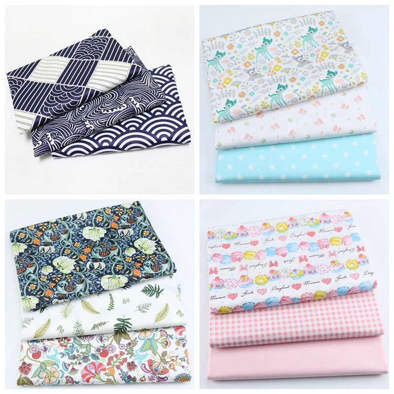 3 шт. японский медведь цветочная ткань с принтом саржа 100% хлопок детская швейная