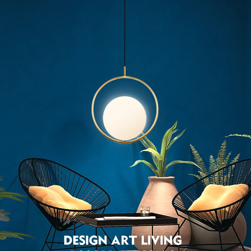 Современный золотой подвесной светильник с одним кольцом для прихожей столовой