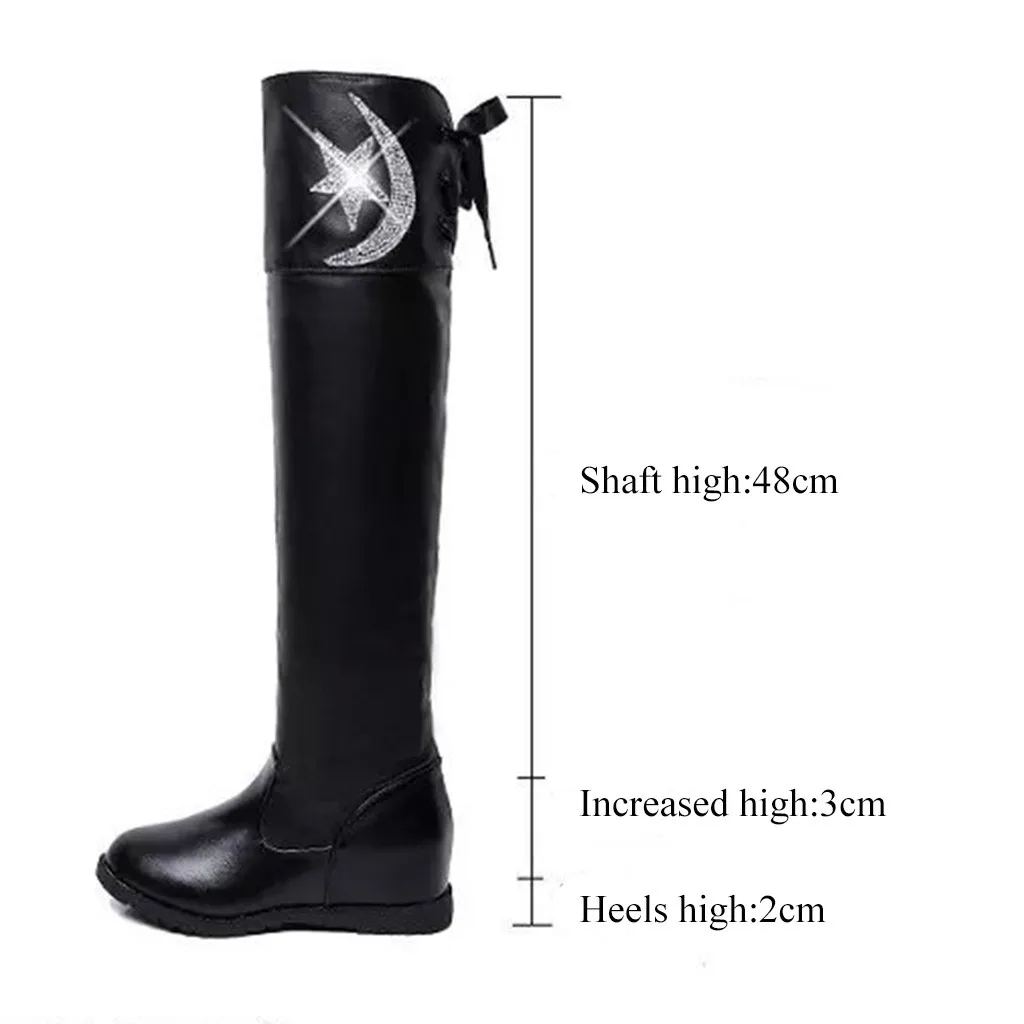 Botas Mujer/женские зимние сапоги выше колена, украшенные кристаллами, с круглым носком, на высоком каблуке, пикантные сапоги zapatos de mujer, зимние женские сапоги, 30