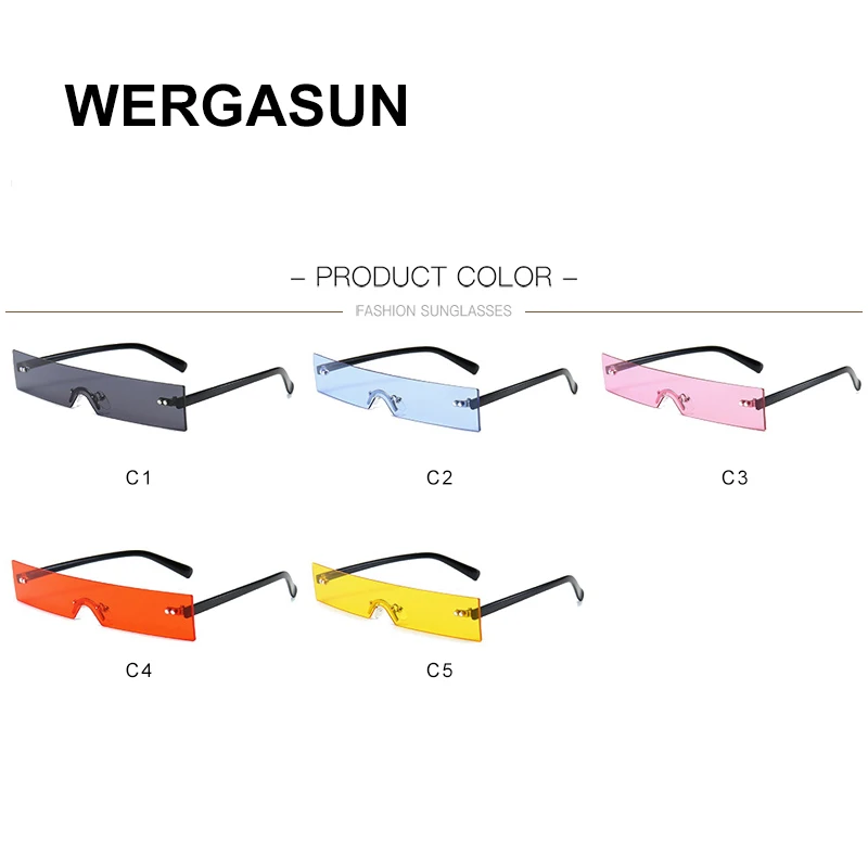 Небольшие прямоугольные солнцезащитные очки WERGASUN женские модные прозрачные
