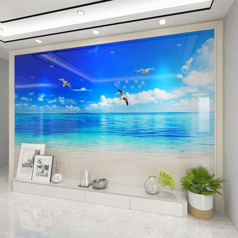 Пользовательская фотография Настенные обои 3D HD красивое небо пляж фотообои для