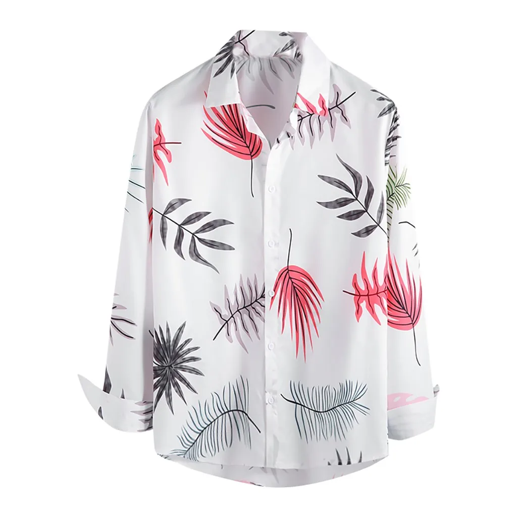 SAGACE легкие и свободные мужские топы праздничные цветочные рубашки с длинным