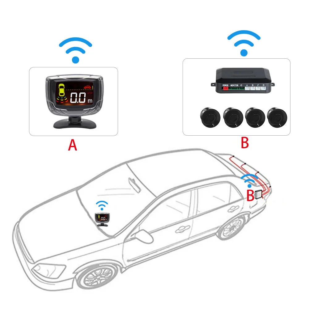 Комплект автомобильных датчиков парковки Беспроводная Проводка-Бесплатный Wifi