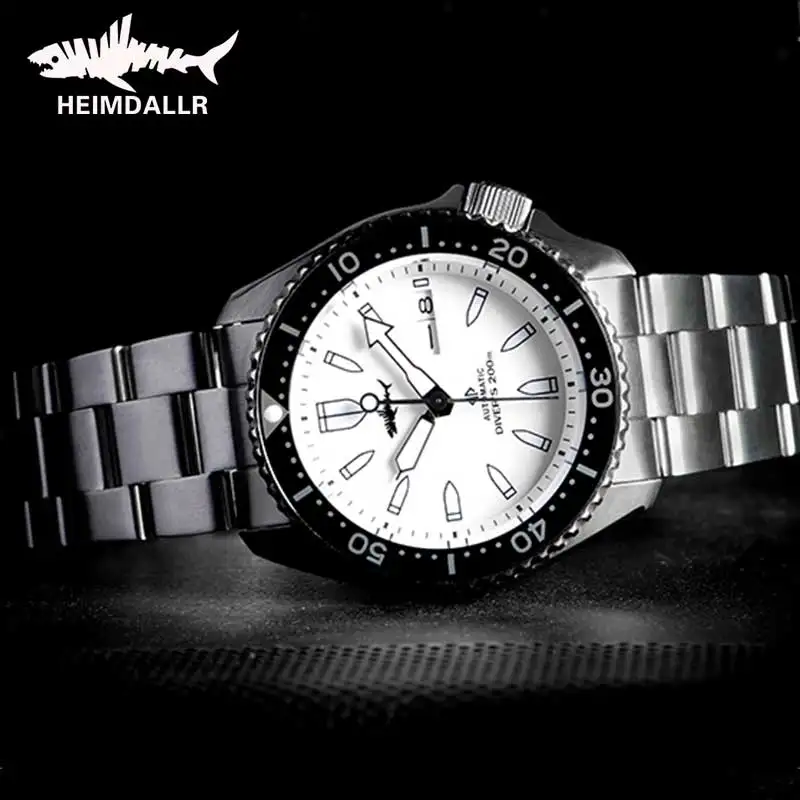 

HEIMDALLR SKX007 Mechanical Watch Men Dive Sapphire White Dial Luminous NH36A Mov Automatic Diver Watches 200M Diving Watch