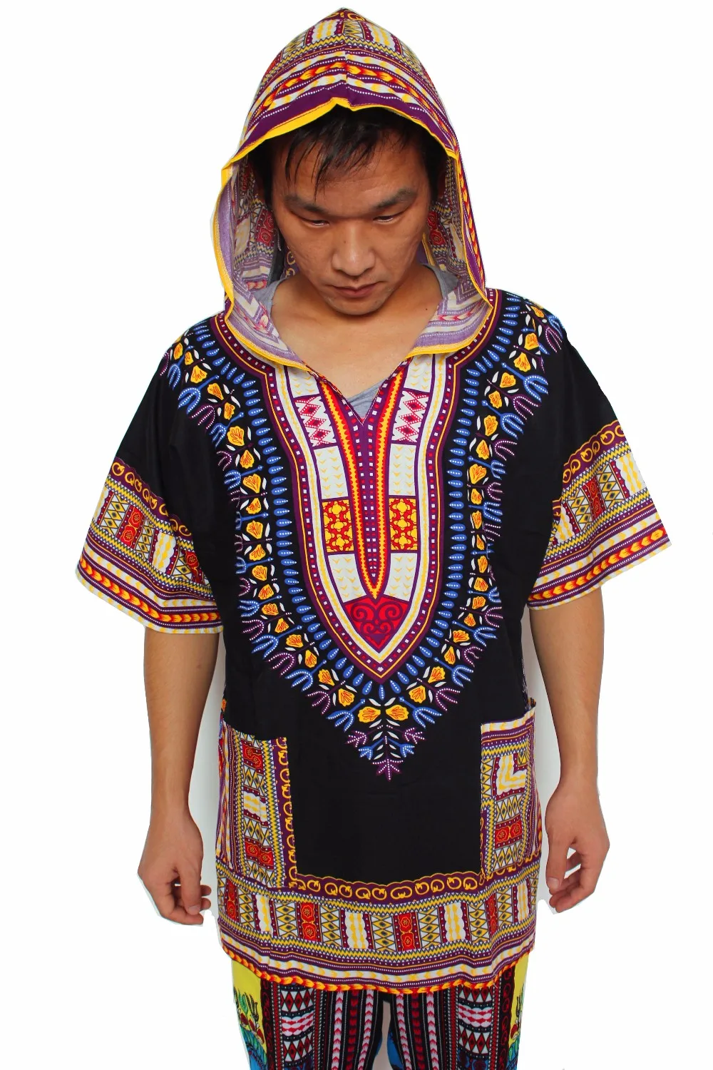 

Dashiki Hoodies Loose African Hooded turkey Fabric 100% Cotton Fashion Unisex Clothes