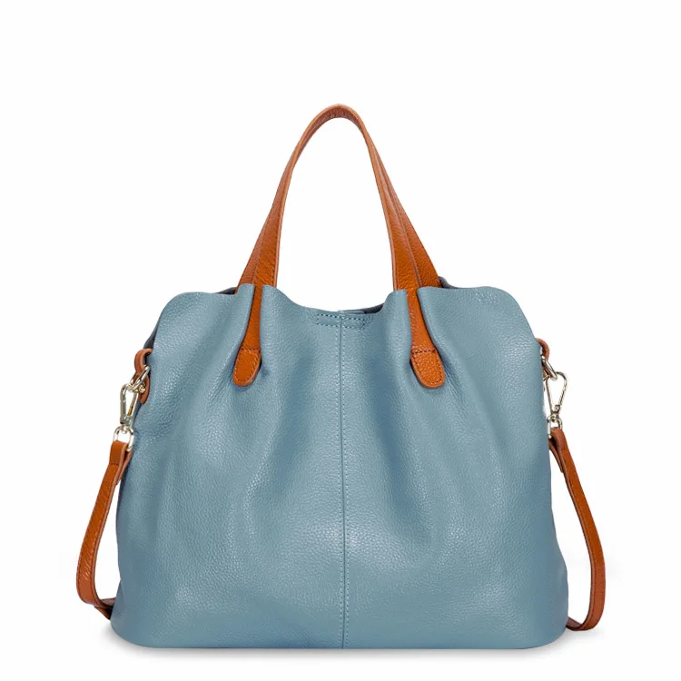 Blue Bag Сумка из натуральной кожи, женская сумка из натуральной кожи, модные женские элегантные сумки, женская роскошная сумка-тоут, женская сумка для покупок, новинка - Цвет: Blue Bag