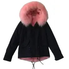Hot sale Mr&mrs fur navy/army green parka, women fashion lightpink warm winter wear,pink fur hoodies&lined outwear down jacket 