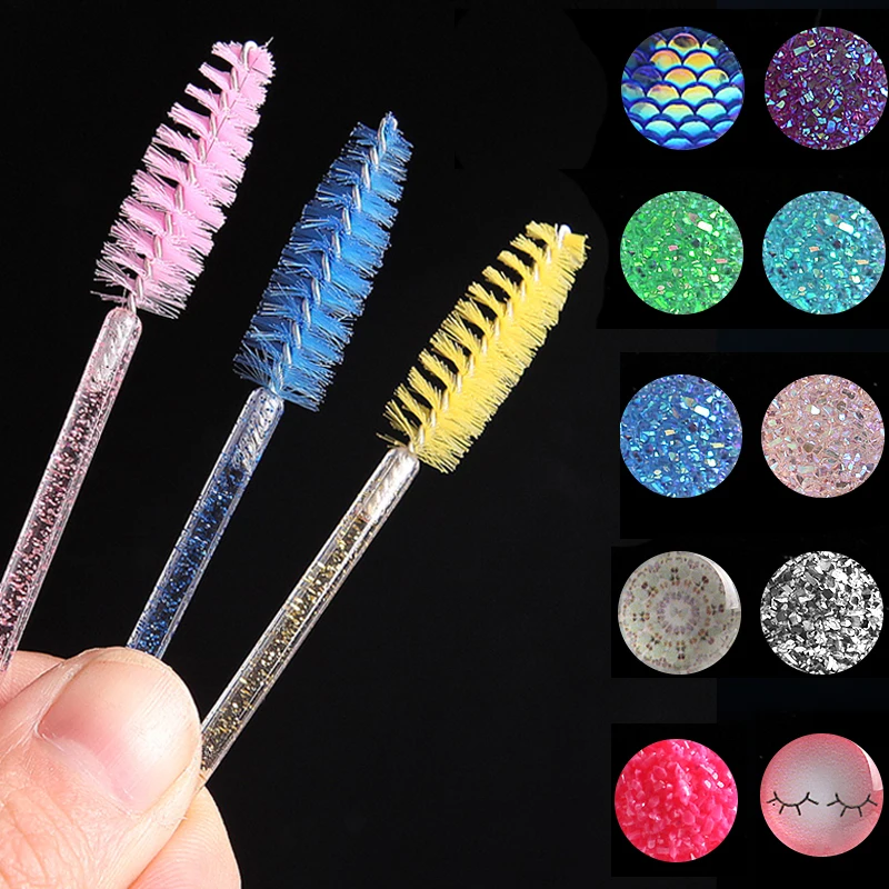 

1pcs Reusable Eyebrow Brush Disposable Crystal Mascara Eyebrow Brush Replaceable Sparkling Broken Diamond Makeup Brush