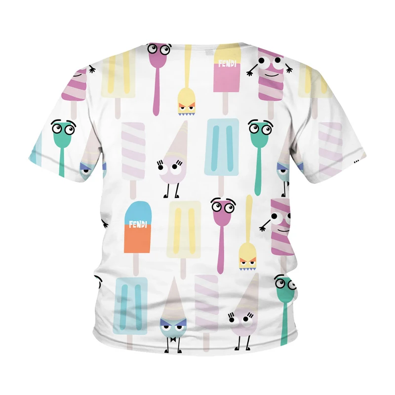 

Cartoon ice cream Children's Summer T-Shirt Boys And Girls 3D Printed Cute T-Shirt Classic Street Sports Short Sleeve Loose Tops
