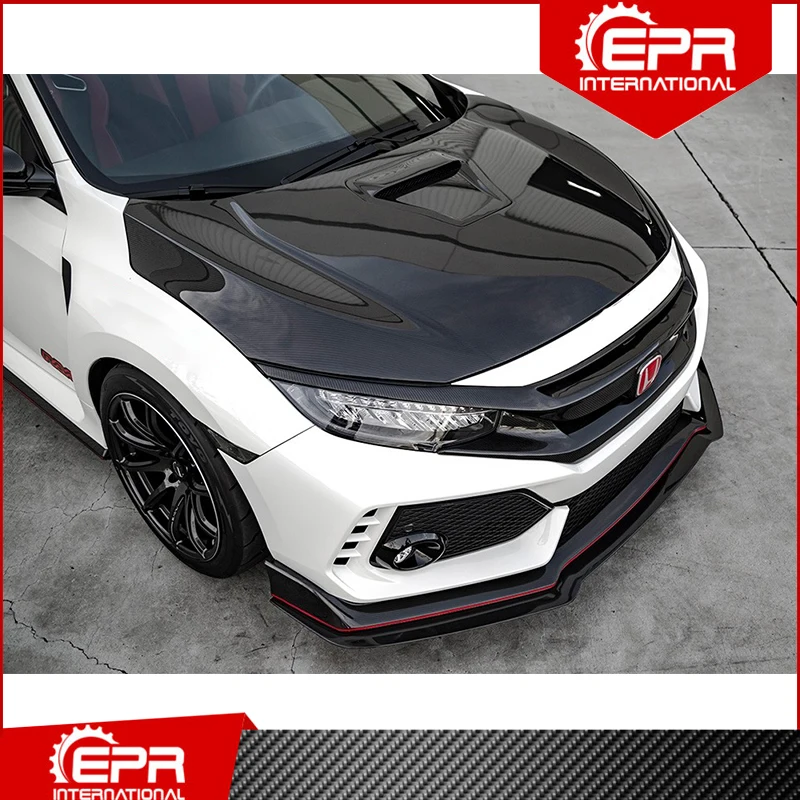 Для Civic FK7 5Door 2017+ Хэтчбек JDM TR Стиль Углеродного Волокна / Стекловолокно Облицовка Капота Комплект Обвеса Доводчик FRP Боннет Гонки на.