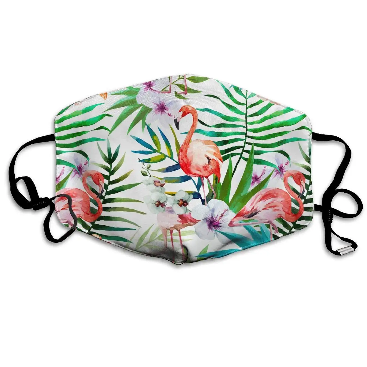 Маска для лица тропический рай Фламинго Цветы Листья моющаяся многоразовая