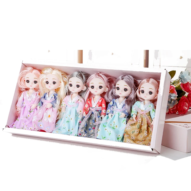 6pcs/set 16cm ob11 bjd Dolls with Clothes 13 Movable Jointed Doll Toys Mini Baby DIY Makeup Toy for Girls Gift Box | Игрушки и хобби
