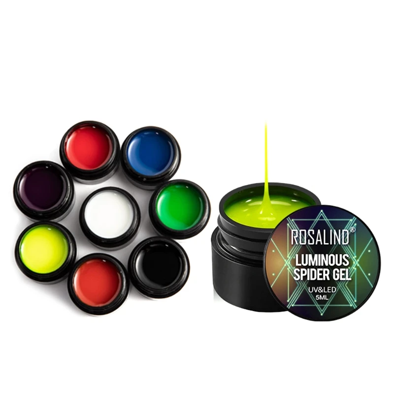 

8 Colors Fluorescent Effect DIY Nail Art Gel Varnish Manicure Paint Liminous Spider Gel Wire Drawing UV Gel Nail Polish R3MF