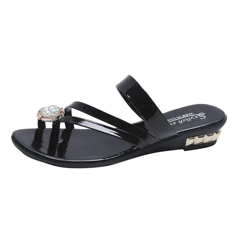 

Slippers Women Summer Shoes Luxury Slides Rubber Flip Flops Low Pantofle Designer Hawaiian Glitter 2021 Fabric Crystal Fashion P