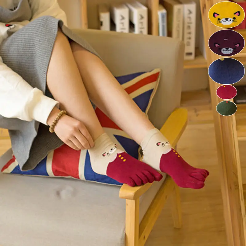 Лидер продаж 1 пара Мягкие Носки с рисунком кота для женщин и девочек пять пальцы