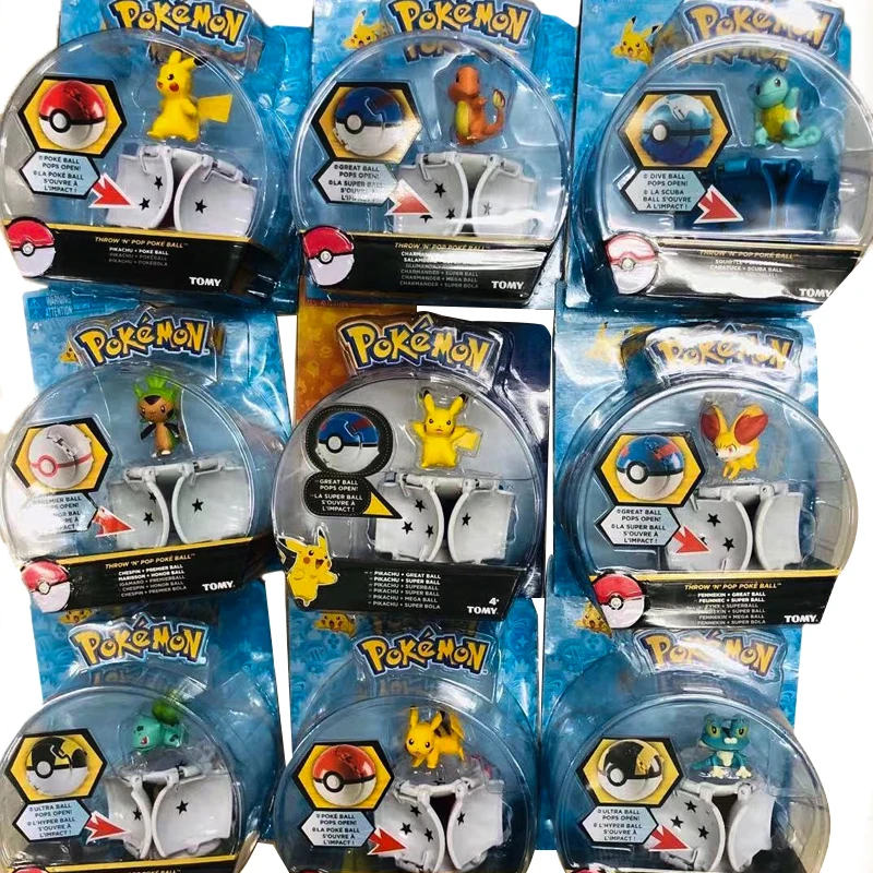 Игрушка TAKARA TOMY оригинальный Покемон мяч Пикачу Кукла флип Поп открытый тыкать