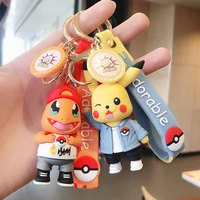 bandai anime key chain pokemon pikachu creative keychain cartoon doll car bag pendant gifts keyring wholesale children