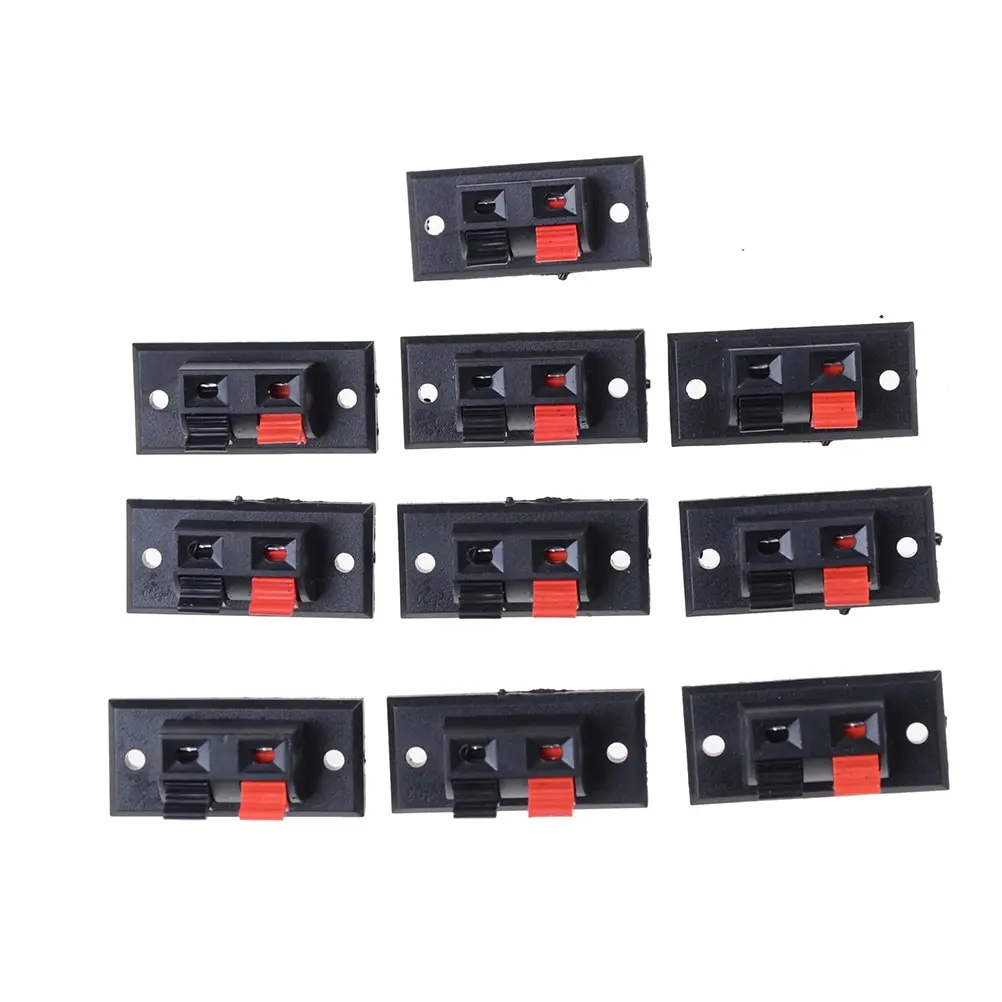 

10 Pcs/set 2 Positions Connector Terminal Push in Jack Spring Load Audio Speaker Terminals